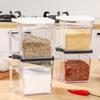 INOMATA Caja de plástico transparente japonesa para condimentos con cuchara Almacenamiento de especias para el hogar Caja de condimentos Condimento Frasco de condimentos
