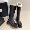 Botas para mujer 2025 invierno nuevas botas de nieve de suela gruesa con forro de felpa, cálidas botas altas hasta la rodilla