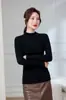[100% Caxemira] Suéter de Caxemira Seamless Peça Única Gola Alta Meia para Mulheres no Outono e Inverno Aparência Emagrecedora Camisa para Camada Interna
