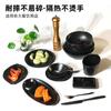 Cuenco de fideos de melamina Sanchuang, cuenco de sopa de porcelana de imitación negra espesa comercial, plato creativo para hotel, taza, cuchara, vajilla para restaurante.