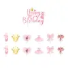 Novo pingente de decoração de festa com tema de balé rosa, banner de aniversário de menina borboleta rosa, suprimentos de decoração de festa