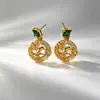 Brincos de Agulha Prata Florais Elegantes da Moda Estilo Luxo Leve Toque de Alto Padrão Ornamentos para Orelha Brincos de Tarraxa Florais Cheios de Zircônia Árvore do Amor Joias