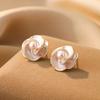 Pendientes de flores de lujo con entrada francesa, diseño de nicho de aguja de plata 925, con goteo de aceite, geométricos, elegantes y avanzados, joyería para las orejas.