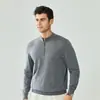 Suéter de lana pura para otoño e invierno, hilo Yangzi de 16 cabos finamente hilado, suéter de punto pullover cálido con media cremallera para hombre, transfronterizo