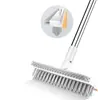 Cepillo Mágico Escoba, Cepillo Limpiador de Piso 3 en 1 con Rasqueta, Mango Largo Forma de V Cerdas Rígidas, Escoba Giratoria 180 Grados para Limpiar Cocina, Baño, Vidrio, Azulejo, Gris