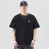 2025 Nueva Camiseta Blanca de Verano Bordada de Manga Corta para Hombre Holgada Talla Grande Juvenil Cuello Redondo Camiseta Versátil a la Moda