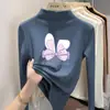 Y2074# camiseta de base infantil gola semi-alta para meninos com camiseta de manga longa masculina de veludo grosso para outono e inverno