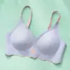 Sujetador Fino Sin Costuras de Corazón Ondulado de una Pieza para Mujer con Pecho Pequeño, Push-Up, Anticaída, Espalda Bonita, Sujetador para Estudiante sin Aros
