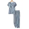 Conjunto de Calça e Blusa de Manga Curta para Maternidade Amamentação Pós-parto Roupas de Resguardo Primavera e Verão Pijamas Gravidez Mamãe Quente Roupas para Casa Atacado
