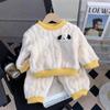Conjunto de Pijama de Franela para Niños y Niñas Hogar Cálido Otoño e Invierno Bebé 2025 Nuevo Coral Vellón Espesado