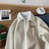 Sudadera de pana con cuello polo para hombre, nueva chaqueta de borrego para otoño e invierno, estilo Hong Kong para invierno de hombre, en stock para adolescentes