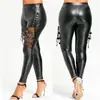 Meia-calça de couro punk fosca para lingerie, calça de couro justa, traje de palco para boate, fantasia de DS, traje de performance