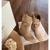 Botas retro de tacón grueso hasta la mitad de la pantorrilla, botas de pierna ancha con tacón de bloque para mujer, nueva colección de otoño 2026, botines marrones, botas Martin