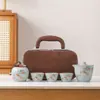 Horno Ru Caqui Ruyi Tetera de Mano Set de Té de Viaje con Tetera de Cerámica Agrietada Logo del Set de Té de Viaje Disponible