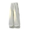 Calça Esportiva Casual Acu Masculina Outono Listrada, Nova Calça de Moletom Reta Versátil com Patchwork Estilo Americano, Silhueta Pesada