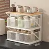Estante de Almacenamiento de Escritorio Cafetera Bolsita de Té Portavasos Tipo Cajón Cesta de Almacenamiento a Prueba de Polvo Encimera Mesa de Comedor Armario Estante de Almacenamiento