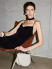 Vestido de Tirantes de Terciopelo de Seda para Mujer, Se Puede Usar por Dentro o por Fuera, Sensación de Lujo, Cuello Oscilante, Por Encima de la Rodilla, Vestido Extra Largo de Seda de Morera