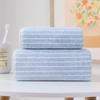 Etiquetado transfronterizo Vellón de coral Raya vertical Gipsófila Juego de toallas de baño domésticas Absorbente Suave Secado rápido Regalos