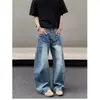 Jeans boca de sino retrô americano para homens e mulheres, novo estilo de verão, versátil de rua, tamanhos grandes, corte solto, calças de perna larga que emagrecem
