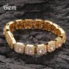 Pulsera de hip hop europea y americana de alta calidad con micro incrustaciones de circonita geométrica de 12.5 mm pulsera de caramelo de roca accesorios de hiphop de moda
