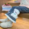 Calças Jeans para Meninas Outono e Inverno 2025 Novas Estilosas Calças de Inverno Infantis Calça Flare Grossa de Lã para Bebê