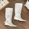 Botas altas vintage versátiles para mujer con tacón de bloque, hebilla de cinturón y punta fina, moda de otoño, botas largas adelgazantes 2026