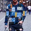 Camiseta Masculina de Manga Longa Amazon, Modelo de Exportação, Polo de Manga Longa com Gola Redonda, Padrão Xadrez, Polo Retrô Americano