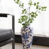 Nuevo jarrón de cerámica porcelana azul y blanca florero de alta calidad botella hexagonal hidropónica decoración para el hogar decoración para sala de estar