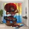 Cortina de Ducha Serie Cabeza de Mujer Morada, Múltiples Diseños Florales, Juego de Tres Piezas para Baño Impreso Digitalmente, Juego de Cuatro Piezas, Gran Cantidad, Excelente Precio