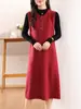 Chaleco de Lana con Cuello Redondo Falda para Mujer de Longitud Media por Encima de la Rodilla Sin Mangas Vestido Suéter Otoño e Invierno Tejido Holgado Adelgazante Chaleco Vestido