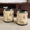 Nueva Sala de Té de Estilo Chino, Casa de Té, Cubo de Basura Redondo de Cuero, Uso en Habitación de Hotel, Sala de Estar Retro de Estilo Chino, Alto Valor Estético