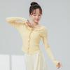 Ropa de Danza Clásica para Mujer, Nuevo Estilo Top de Punto Acanalado con Diseño de Cuello de Hoja de Loto, Top de Manga Larga para Práctica de Danza China