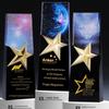 Funcionários da empresa fabricantes de troféus de cristal nova cor estrela de cinco pontas medalha criativa produção cartão de autorização de honra para tatuagem