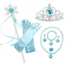 Conjunto de Coroa Mágica de Desenho Animado para Crianças Frozen, Acessórios de Cabelo de Coroa de Princesa Aisha, Luvas