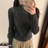 2026 Principios de Primavera Simple y Elegante Color Sólido Cardigan de Punto Acanalado Chaqueta Otoño Temprano Nuevo Estilo Cardigan de Lana Tejida Moda de Nicho