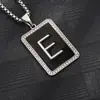 Colar Pingente Quadrado Preto com Gota de Óleo de 26 Letras Transfronteiriço Amazon Mais Vendido Pingente Distintivo de Liga Corrente de Suéter