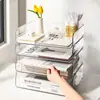 Caixa de armazenamento acrílica transparente multicamadas de luxo leve para casa sala de estar mesa de escritório artigos diversos armazenamento conveniente artefato de organização atacado