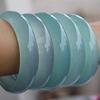 Pulseira de quartzo jade óleo de semente de gelo ciano nova cor de jade de poço gelo azul claro pulseira de jade azul-celeste feminina