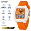 Reloj Sanda para Estudiante Mujer Forma de Barril Luminoso Impermeable Doble Pantalla Reloj Electrónico Multifuncional Doble Hora para Mujeres