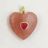 Wt-P2059 Collar con Colgante de Joyería de Piedra con Forma de Corazón Dulce y Romántico y Zircón con Forma de Corazón Cristal Rosa Cristal de Fresa Gema