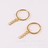 Accesorios para Joyería DIY Llavero de Metal con Cadena Llavero 28/25/30mm Anillo Plano Dorado + 4 Eslabones