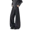 Pantalones de Vestir de Mezclilla de Doble Pinza Estilo Americano para Hombre, Pantalones Casuales a Rayas de Corte A de Moda con Caída Adelgazante y Dobladillo de Media Luna