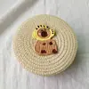Bolsa de Paja Tejida para Niñas de Primavera y Verano Monedero Capibara Forma Redonda Venta Directa de Fábrica Caricatura Hecho a Mano Lindo Cruzado Versátil