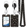 Lanyard de poliéster de transferencia térmica oscura negro mármol gota de pegamento hebilla fácil de tirar impresión degradada de garra de perro porta credencial