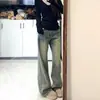 Jeans de campana retro azul americano para mujer, nuevo estilo primavera y otoño, talla grande, adelgazantes, de cintura alta, pantalones acampanados de pierna recta elásticos