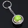 Chaveiro de Trevo de Quatro Folhas Fluorescente, Chaveiro de Bola de Cristal Brilhante da Sorte, Chaveiro Grande de Cristal de Trevo de Quatro Folhas Giratório