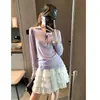 Mochie Rosto Liso Menina Coreana Fibra de Vinagre Tencel Mistura de Lã Gola Polo Casual Manga Longa Camisa Base MQ1953