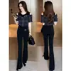 Blusa Feminina Patchwork Falsa de Duas Peças Xadrez Off-Shoulder Manga Curta Estilo Coreano Verão Slim-Fit Petite Meia-Manga Tendência