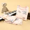 Pijama infantil com forro de fleece, espessado, estampa de desenho animado, e roupa de casa, conjunto de roupa íntima térmica para meninos e meninas