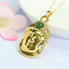Colgante de Buda de Jade Grado A Natural Cabeza de Guanyin Agua Azul Collar Transmisión en Vivo Templo Venta al por Mayor S5062507